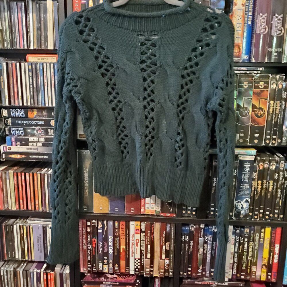 Express Vintage Y2K Charcoal Pattern Knit Longsleeve Sweater Medium